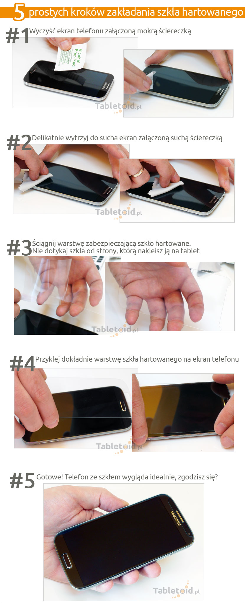 Schemat zakładania szkła do HTC One M8 mini